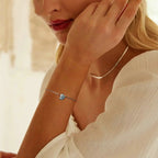 ブルーの貝殻リンクチェーンブレスレット