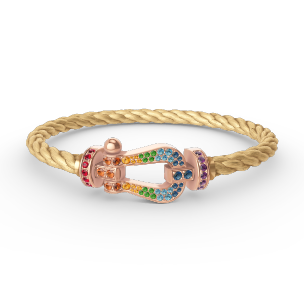 Jewelicorn FORCE Großes Hufeisen-Armband mit farbigen Diamanten in Roségold