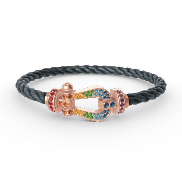 Jewelicorn FORCE Großes Hufeisen-Armband mit farbigen Diamanten in Roségold