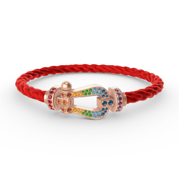 Jewelicorn FORCE Großes Hufeisen-Armband mit farbigen Diamanten in Roségold