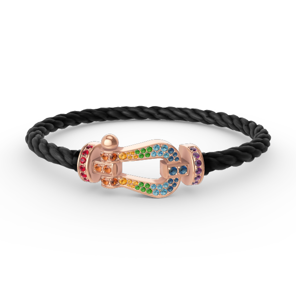 Jewelicorn FORCE Großes Hufeisen-Armband mit farbigen Diamanten in Roségold