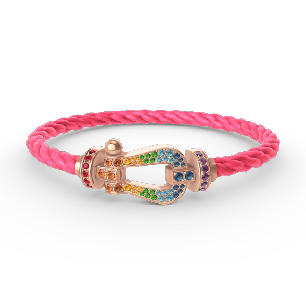 Jewelicorn FORCE Großes Hufeisen-Armband mit farbigen Diamanten in Roségold