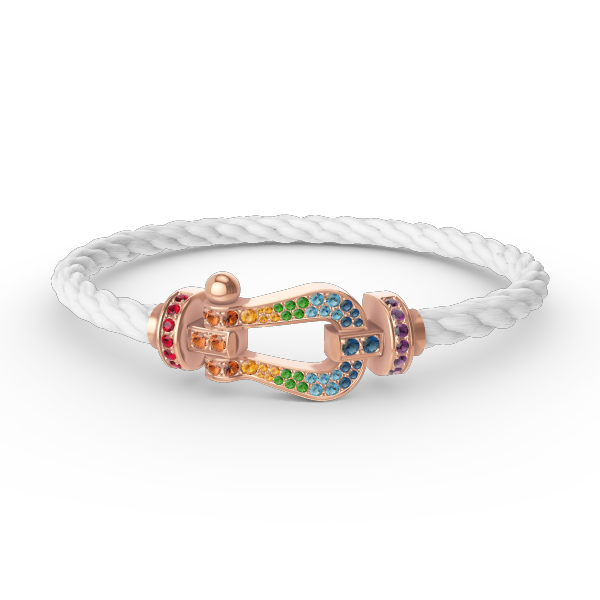 Jewelicorn FORCE Großes Hufeisen-Armband mit farbigen Diamanten in Roségold