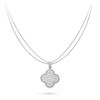 ¡®Jewelicorn¡¯CLOVER 25MM SILVER FULL DIAMOND BIG CLOVER NECKLACE