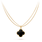 ¡®Jewelicorn¡¯CLOVER 25MM GOLD ONYX BIG CLOVER NECKLACE