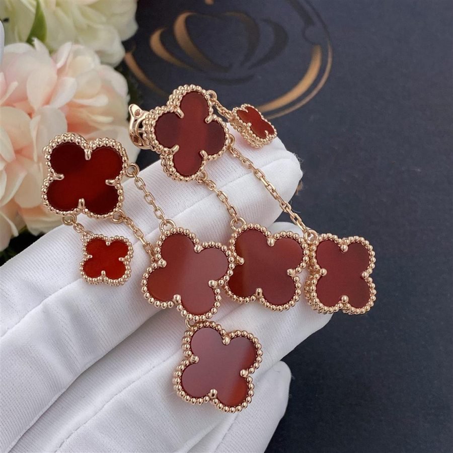 ¡®Jewelicorn¡¯CLOVER EARRINGS CARNELIAN 4 MOTIFS PINK GOLD