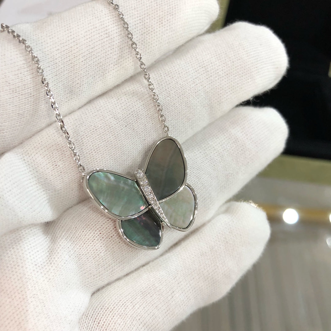 Jewelicorn – Große Schmetterlings-Silberanhänger-Diamantkette