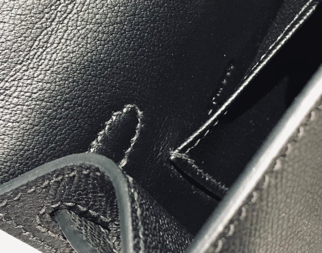 HM KELLY MINI 20 SCHWARZ EPSOM SILBERNE BESCHLÄGE