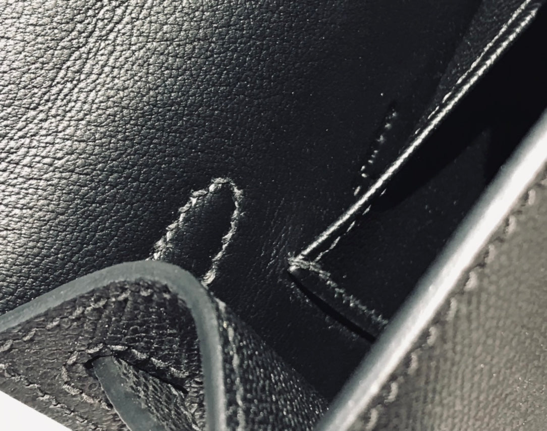 HM KELLY MINI 20 SCHWARZ EPSOM SILBERNE BESCHLÄGE