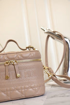 SMALL TRAVEL VANITY CASE BEIGE LAMBSKIN